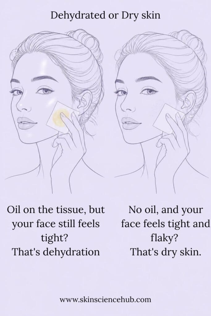 dehydrated skin versus dry skin type comparison