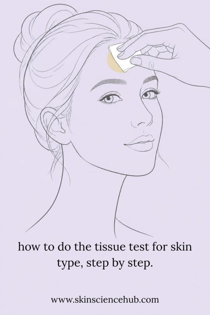 how to do the tissue test for skin type, step by step."