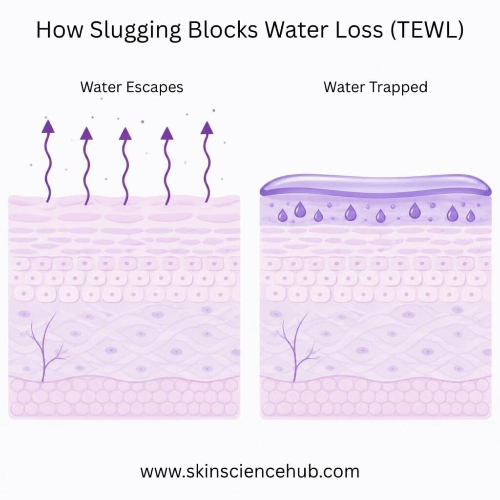How Slugging Blocks Water Loss (TEWL)