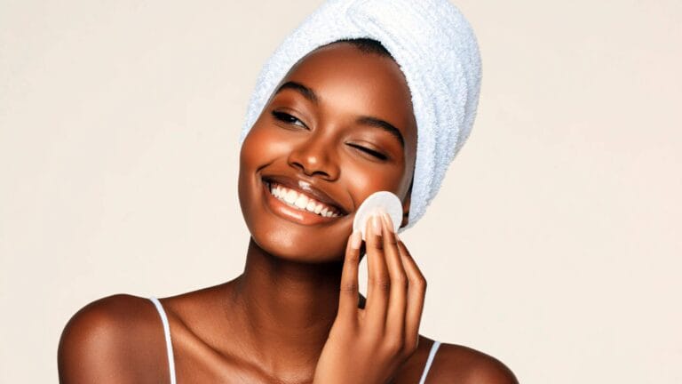 Infographic showing morning and evening skincare routine order with product types