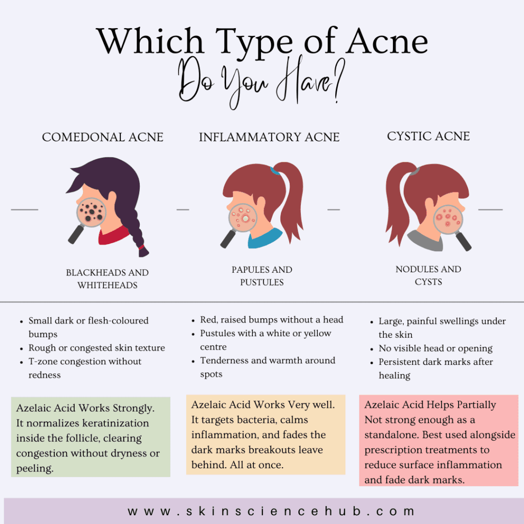 types of acne azelaic acid treats