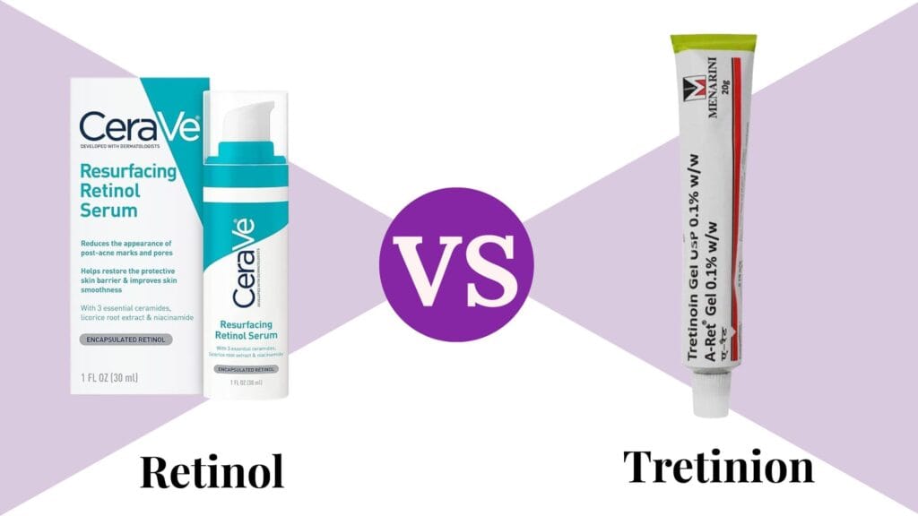 Retinol vs tretinoin products side by side comparison