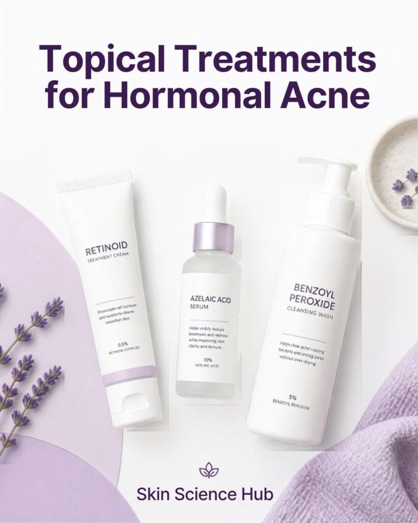 topical treatments for hormonal acne including retinoids and azelaic acid