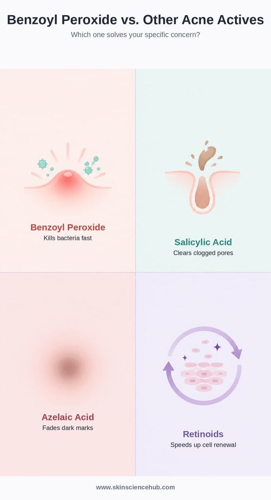 benzoyl peroxide vs salicylic acid vs azelaic acid vs retinoids comparison